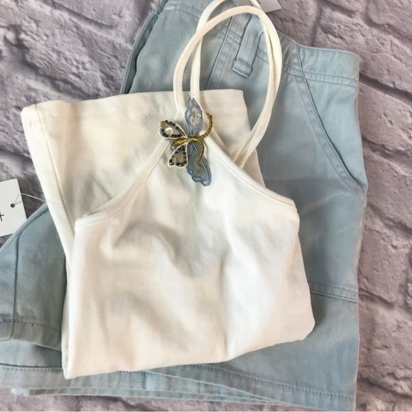 Vintage Y2K Cotton Tank Sequined‎ Butterfly Pin NWT - Picture 8 of 8